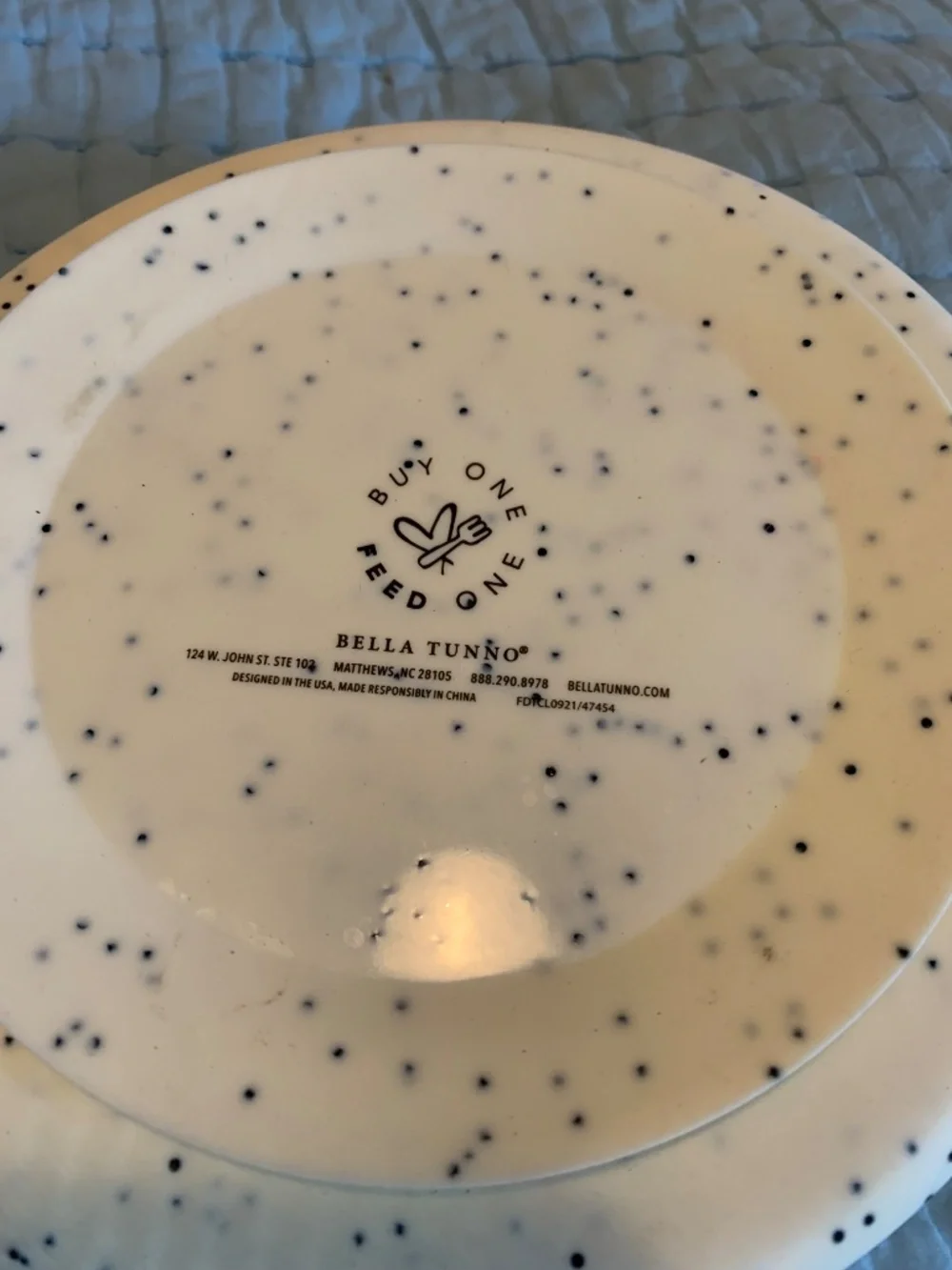 Bella Tunno Wonder Bowl White Black Speckle Pattern